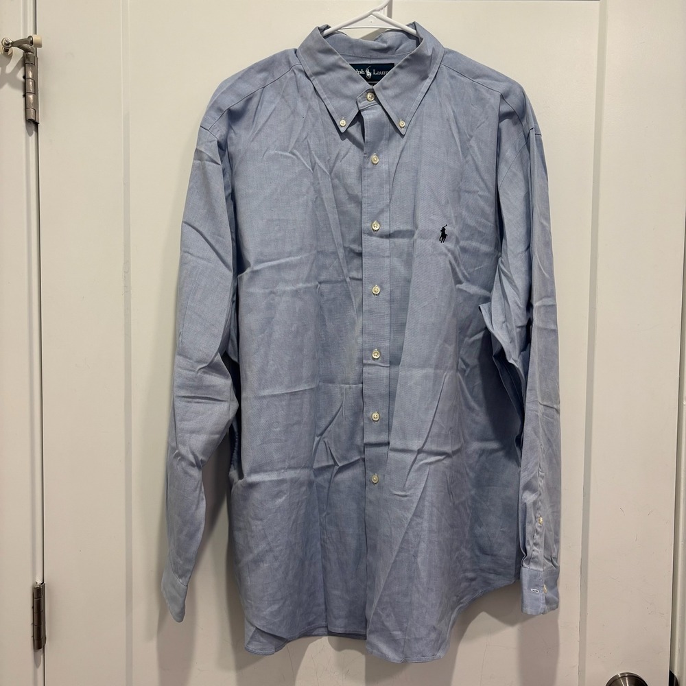 Ralph Lauren Classic Fit Light Blue Oxford Button Down Shirt Mens 17.5 34/35